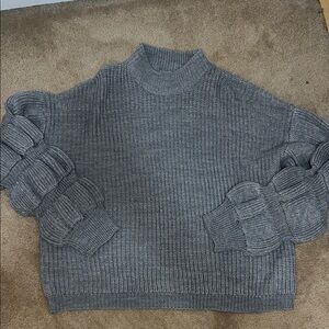 Gray Women's Bubble Sleeve Sweater